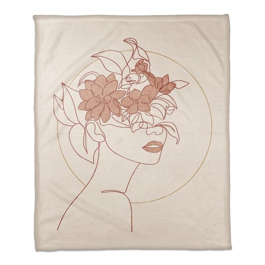 Floral Figure Coral Fleece Throw Blanket